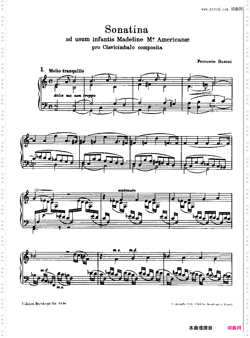 第三钢琴小奏鸣曲 Piano Sonatina No·3 BV 268