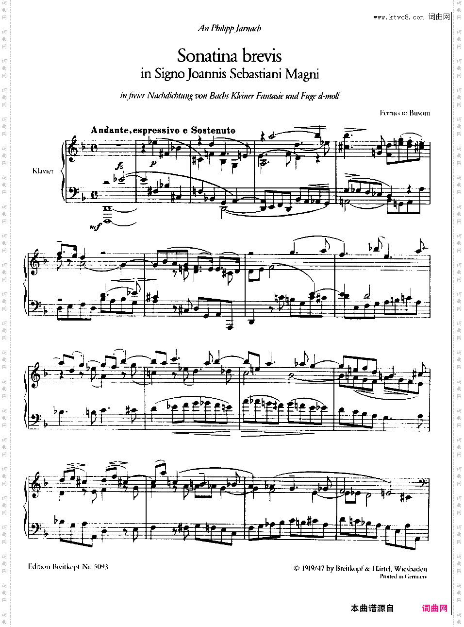 第五钢琴小奏鸣曲 Piano Sonatina No·5 BV 280