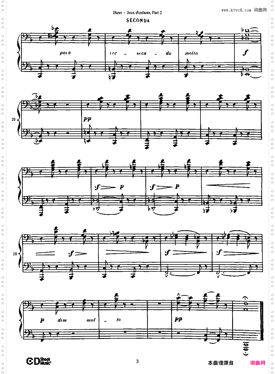 儿童游戏 Jeux d'enfants - 四手联弹Bizet op22 Jeux d'Enfants, part 2 duet