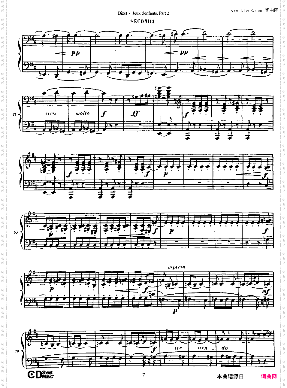 儿童游戏 Jeux d'enfants - 四手联弹Bizet op22 Jeux d'Enfants, part 2 duet