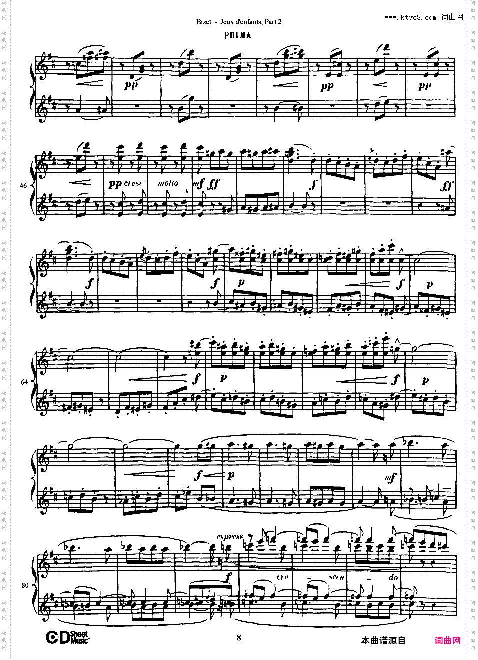 儿童游戏 Jeux d'enfants - 四手联弹Bizet op22 Jeux d'Enfants, part 2 duet