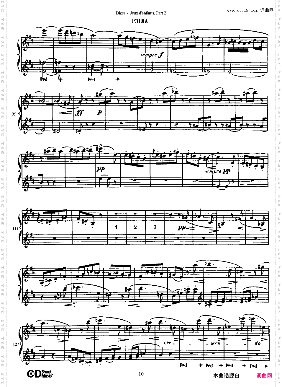 儿童游戏 Jeux d'enfants - 四手联弹Bizet op22 Jeux d'Enfants, part 2 duet