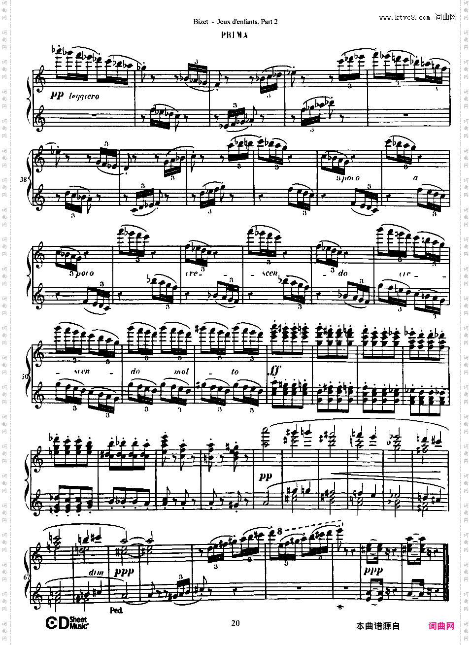 儿童游戏 Jeux d'enfants - 四手联弹Bizet op22 Jeux d'Enfants, part 2 duet