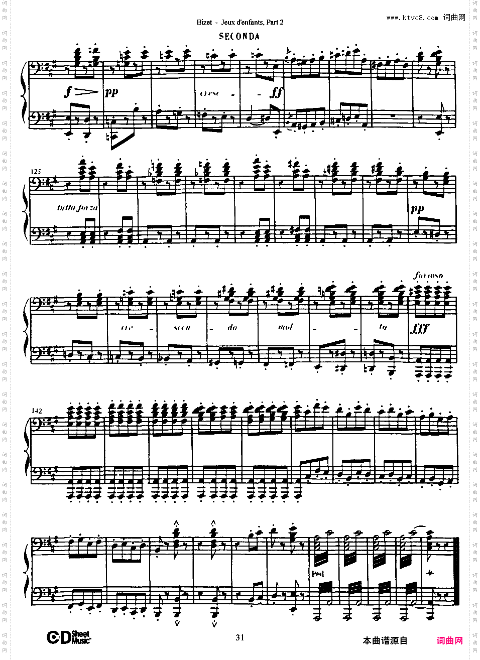 儿童游戏 Jeux d'enfants - 四手联弹Bizet op22 Jeux d'Enfants, part 2 duet