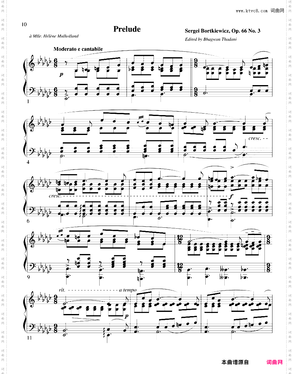 前奏曲 Prelude op66Bortkiewicz op66n3 Prelude