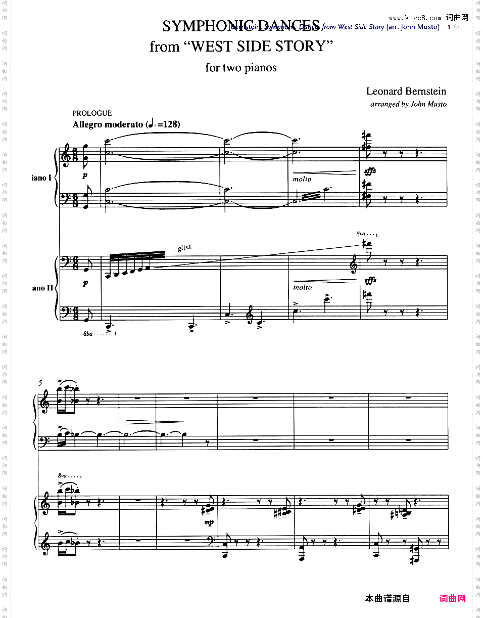 交响舞曲 Symphonic Dances - 选自音乐剧《西城故事》Bernstein-Musto Symphonic Dances from 'West Side Story' two pianos