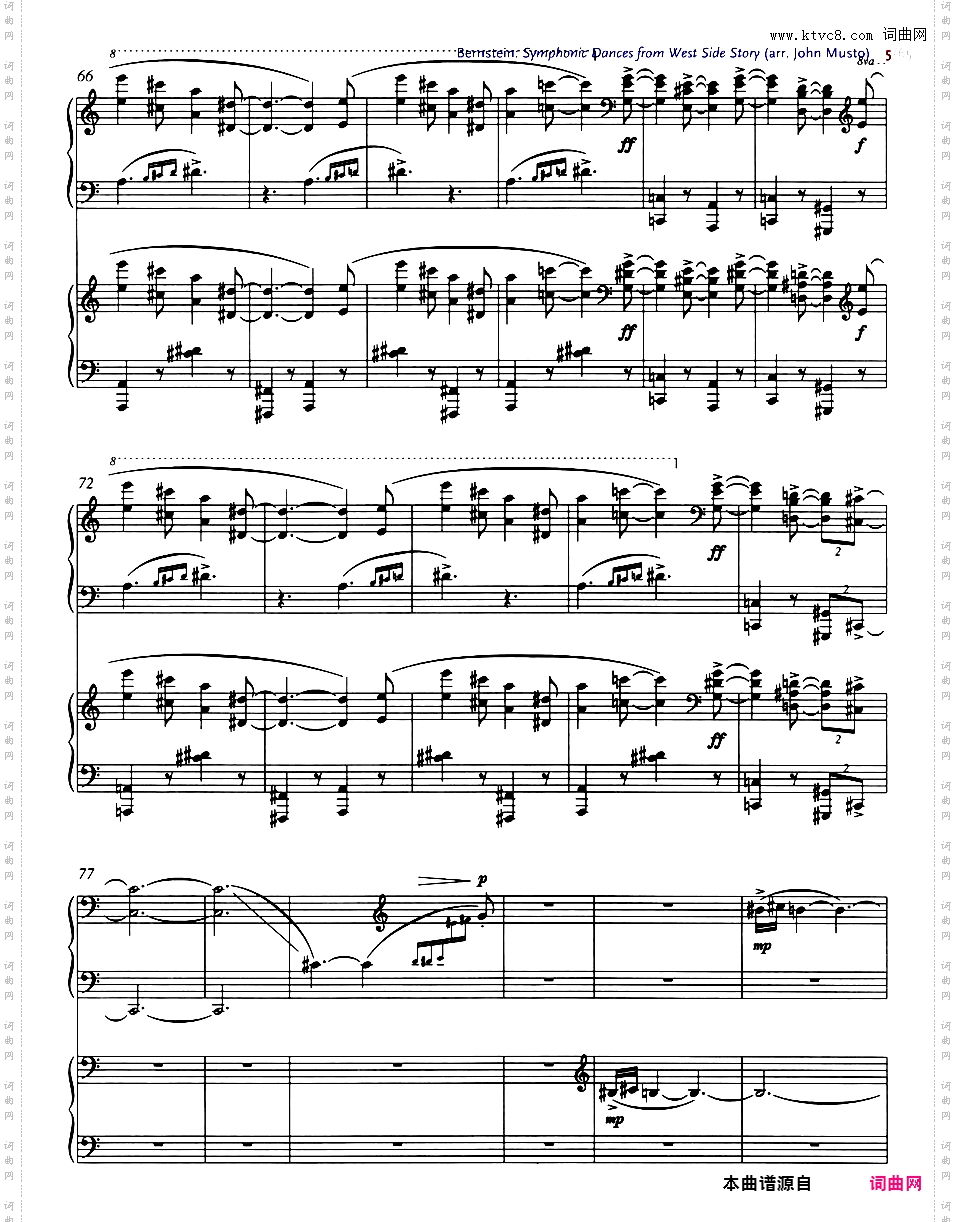 交响舞曲 Symphonic Dances - 选自音乐剧《西城故事》Bernstein-Musto Symphonic Dances from 'West Side Story' two pianos