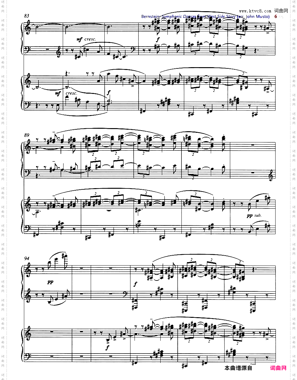 交响舞曲 Symphonic Dances - 选自音乐剧《西城故事》Bernstein-Musto Symphonic Dances from 'West Side Story' two pianos