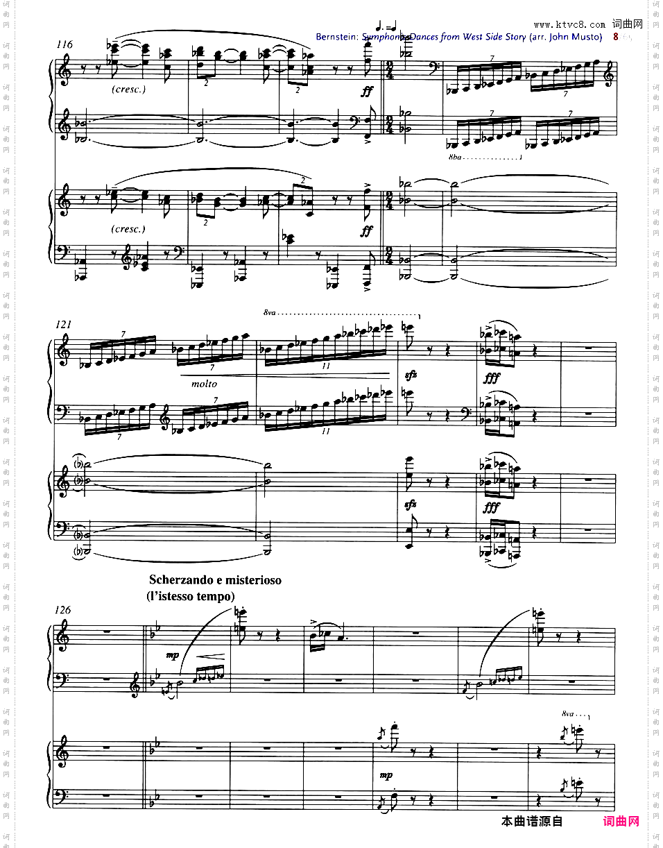 交响舞曲 Symphonic Dances - 选自音乐剧《西城故事》Bernstein-Musto Symphonic Dances from 'West Side Story' two pianos