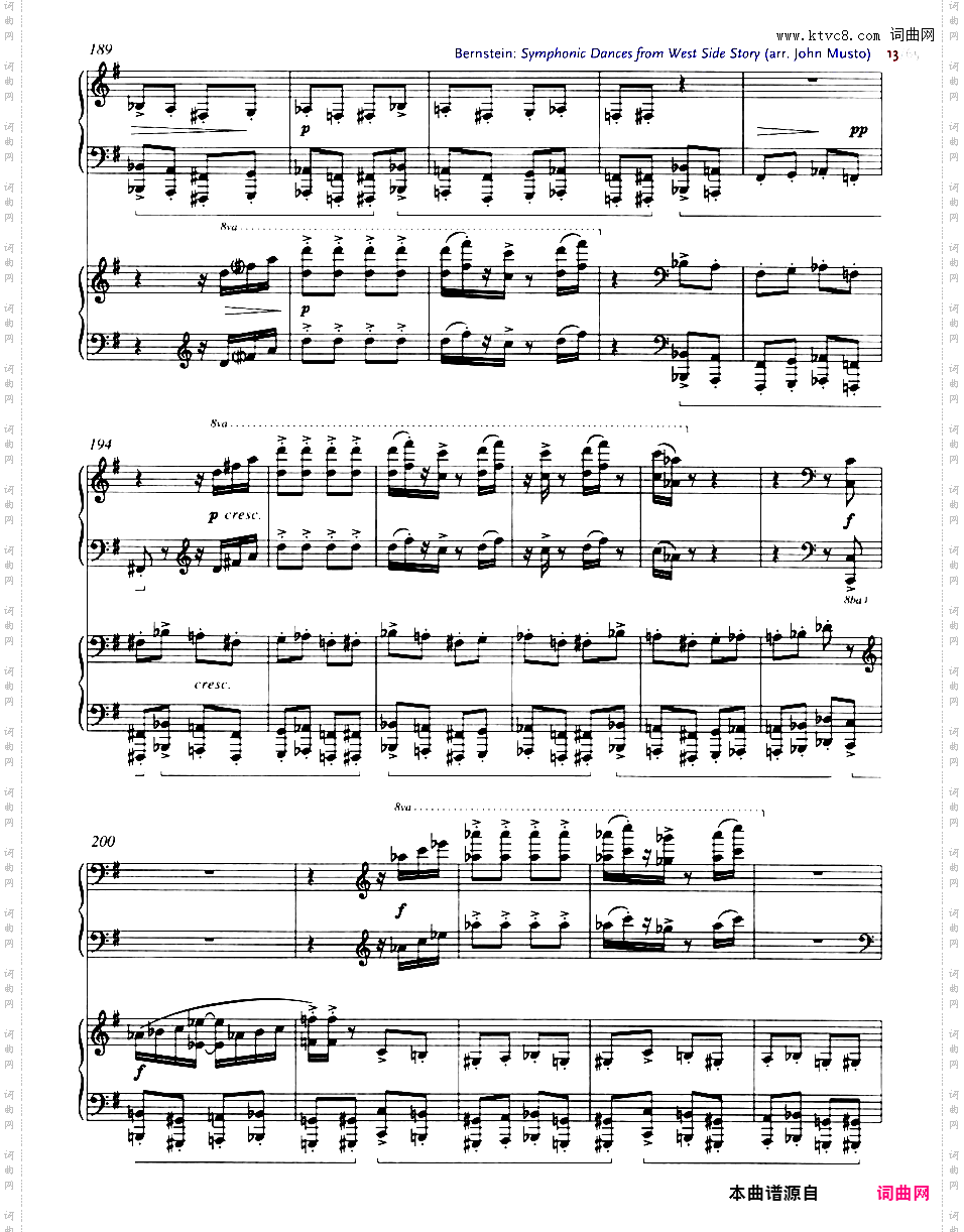 交响舞曲 Symphonic Dances - 选自音乐剧《西城故事》Bernstein-Musto Symphonic Dances from 'West Side Story' two pianos