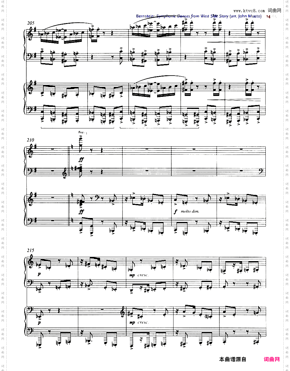 交响舞曲 Symphonic Dances - 选自音乐剧《西城故事》Bernstein-Musto Symphonic Dances from 'West Side Story' two pianos