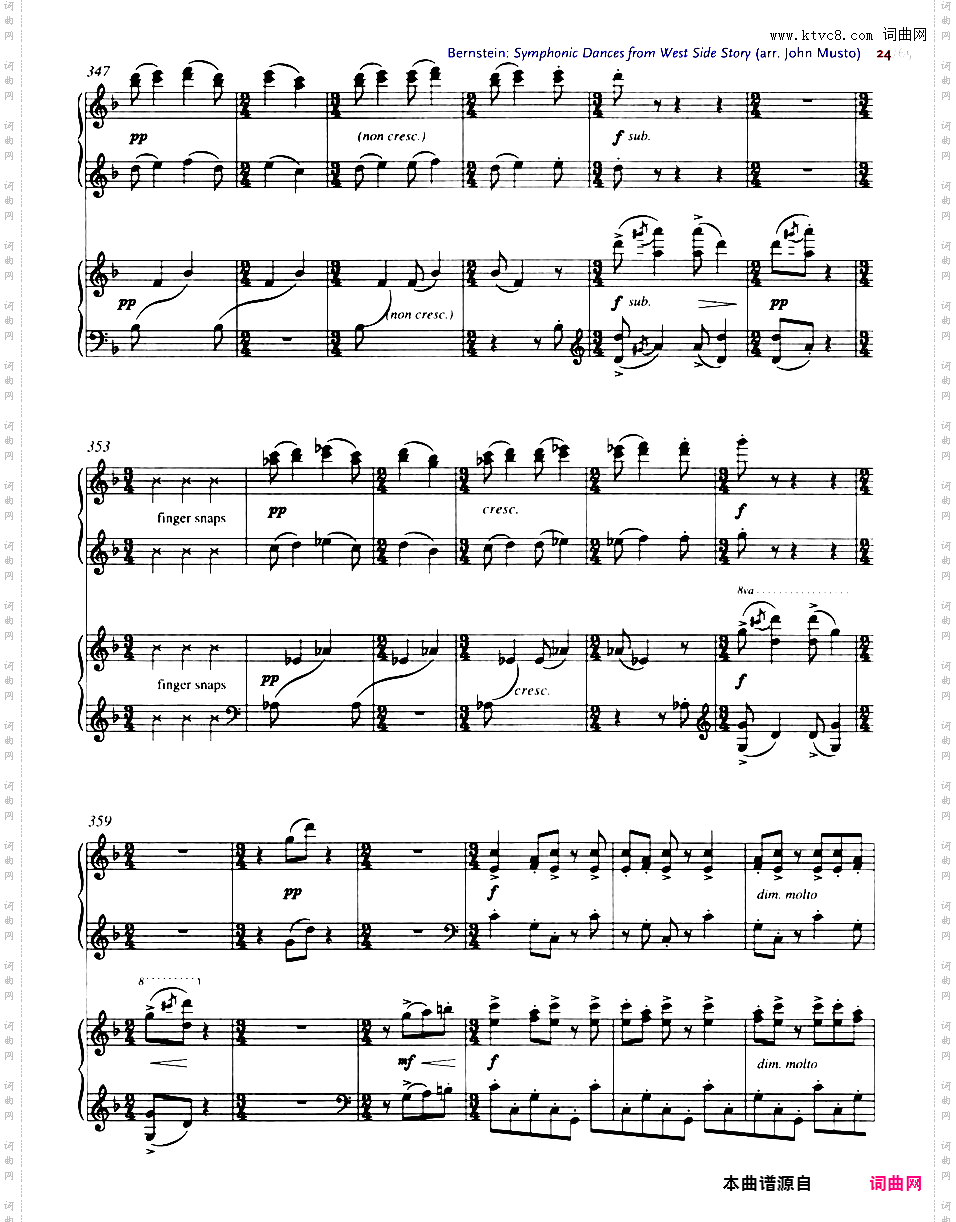 交响舞曲 Symphonic Dances - 选自音乐剧《西城故事》Bernstein-Musto Symphonic Dances from 'West Side Story' two pianos