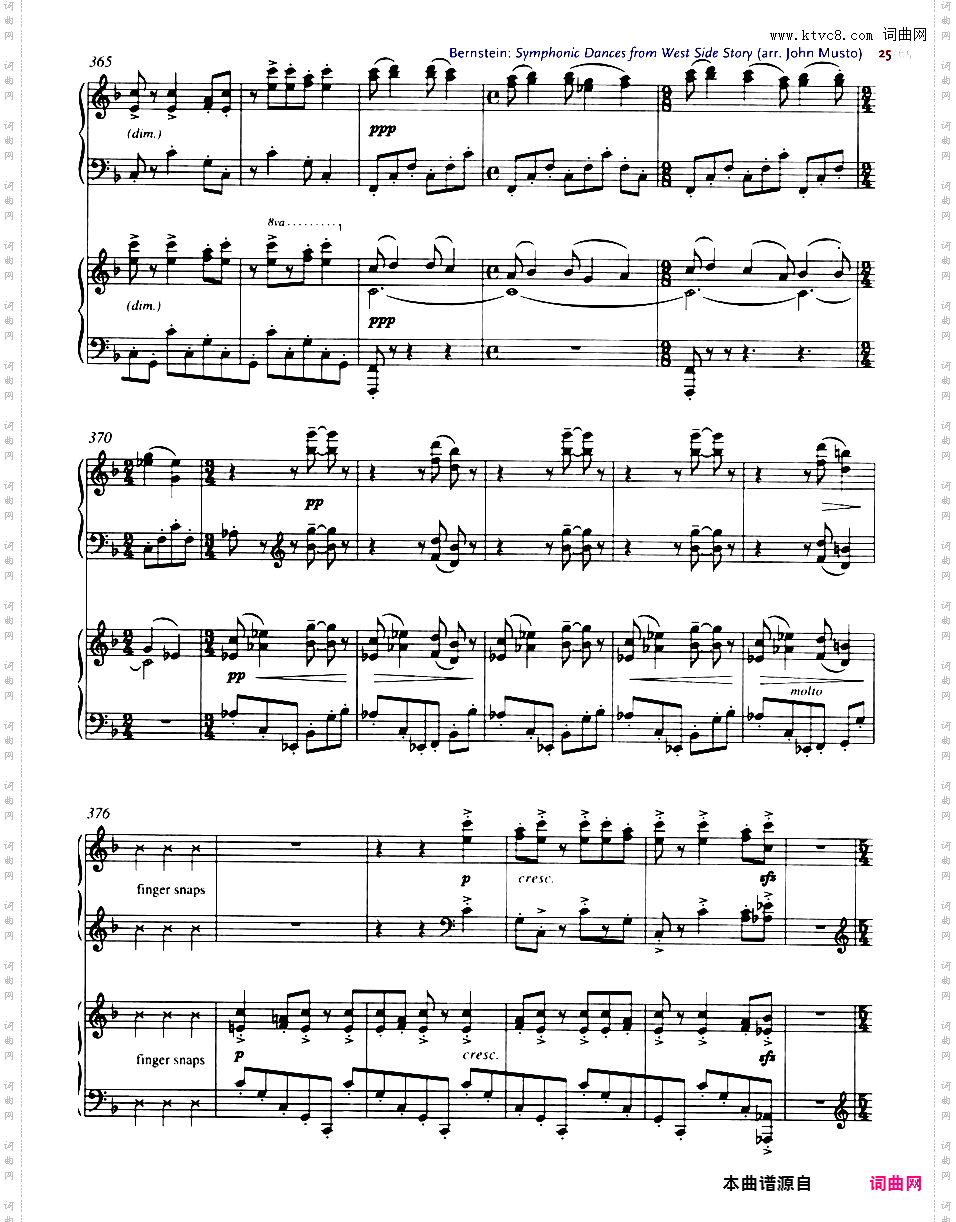 交响舞曲 Symphonic Dances - 选自音乐剧《西城故事》Bernstein-Musto Symphonic Dances from 'West Side Story' two pianos