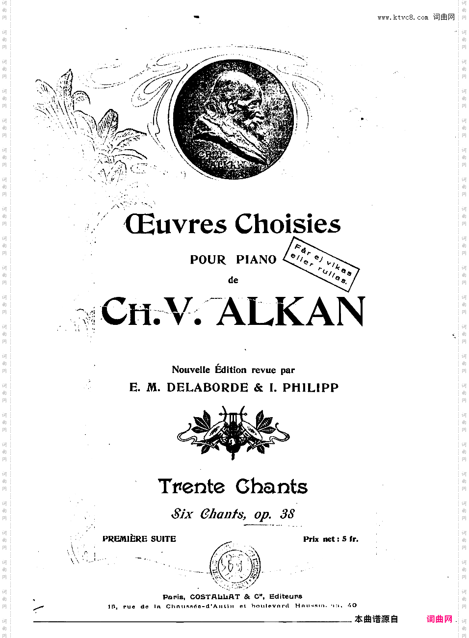 第一号迷人的歌 Premiere Recueil de Chants Op·38a