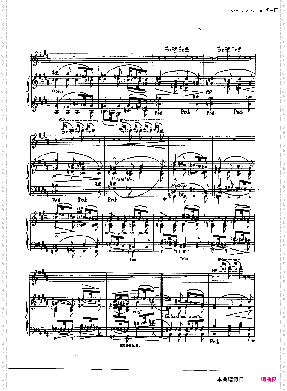 B大调第四号夜曲“蟋蟀”Nocturne No·4 ·
