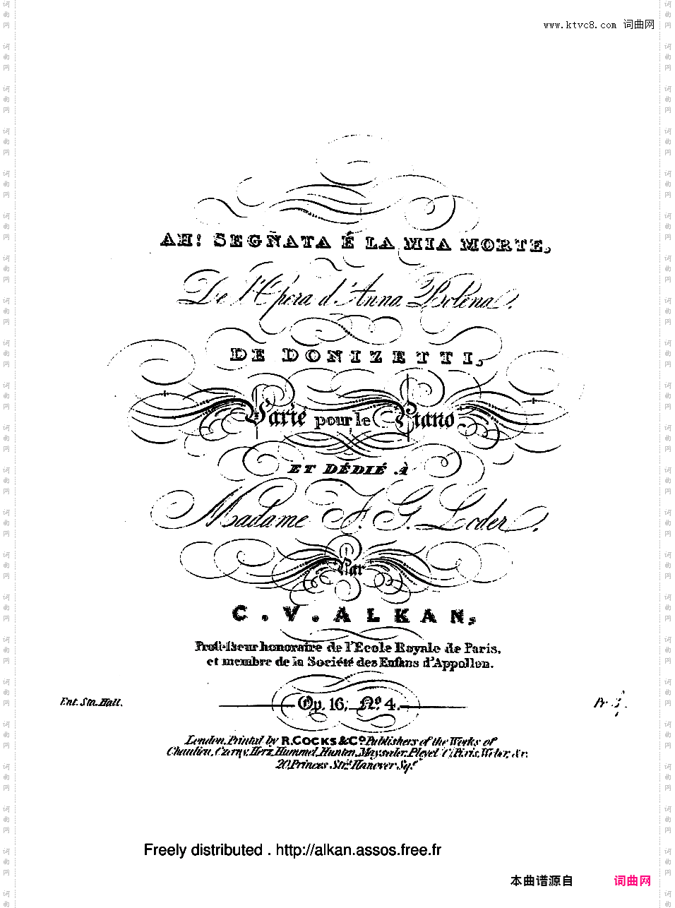 3首变奏曲 3 Variations Op·16 No·4-6Alkan op16 4 Donizetti