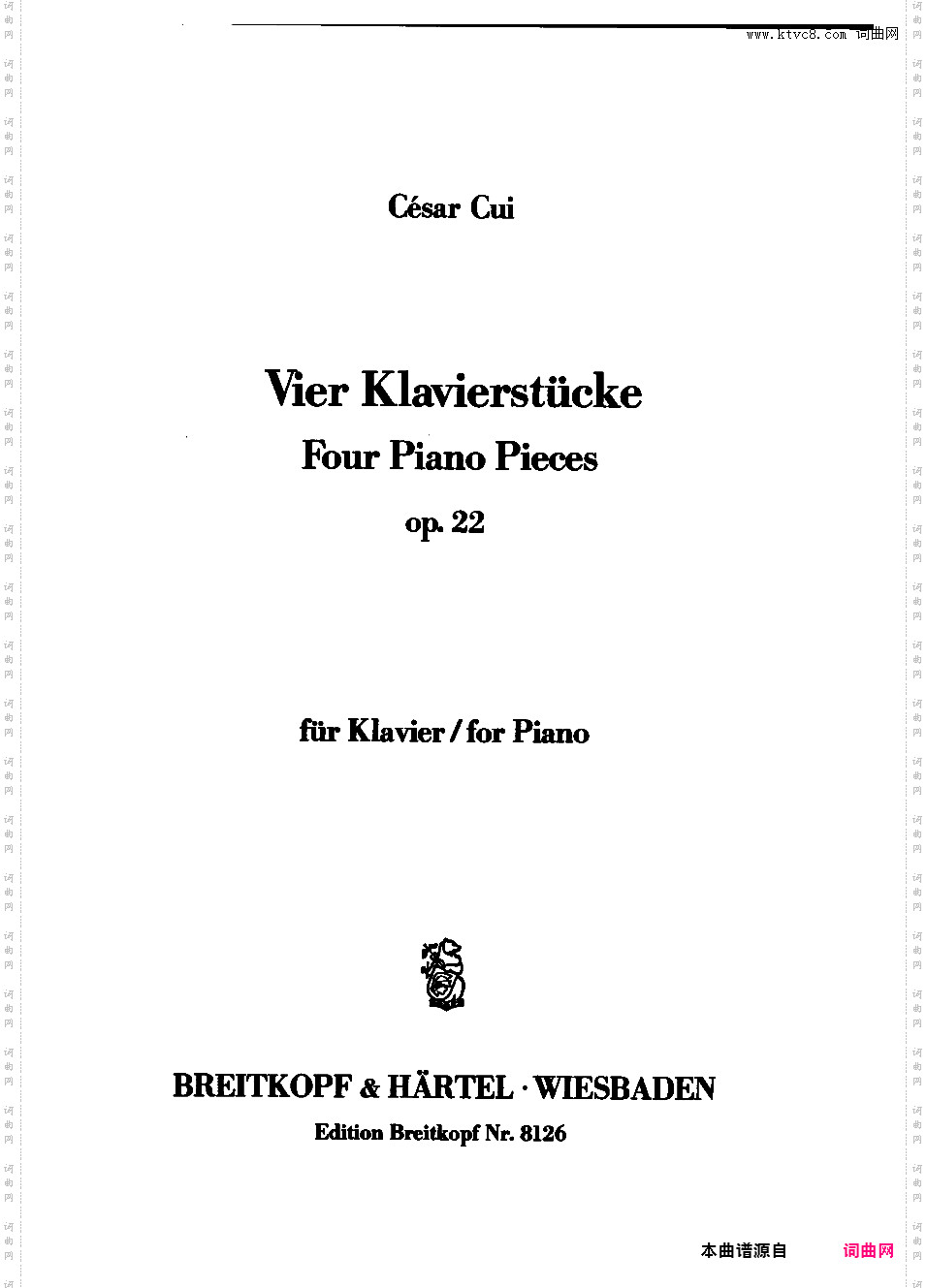 4首钢琴小品 Four Pieces Op·22