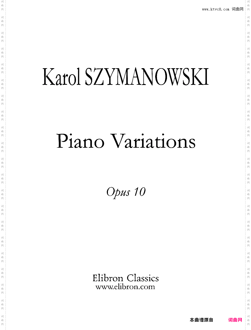 波兰民歌主题变奏曲 Variations on a Polish Folk Theme Op·10