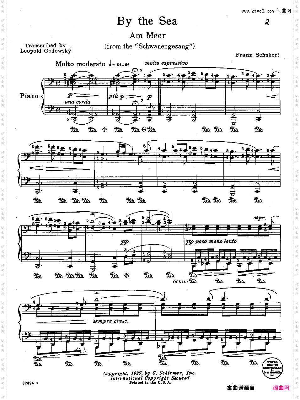 改编舒伯特钢琴曲集Schubert-GodowskySchubert-Schumann-Brahms-Godowsky Four German Songs Intermediate