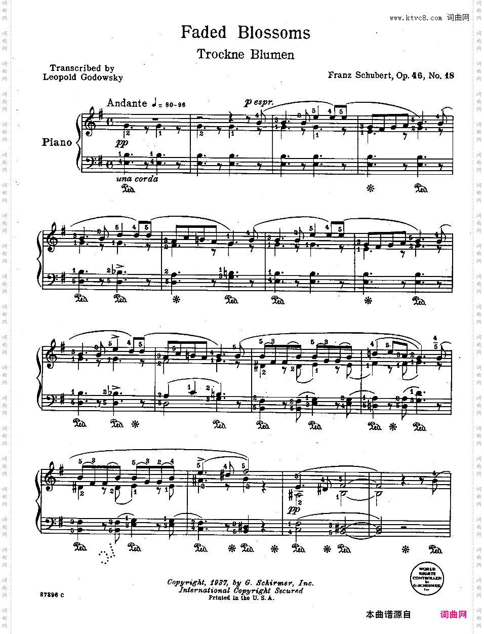 改编舒伯特钢琴曲集Schubert-GodowskySchubert-Schumann-Brahms-Godowsky Four German Songs Intermediate