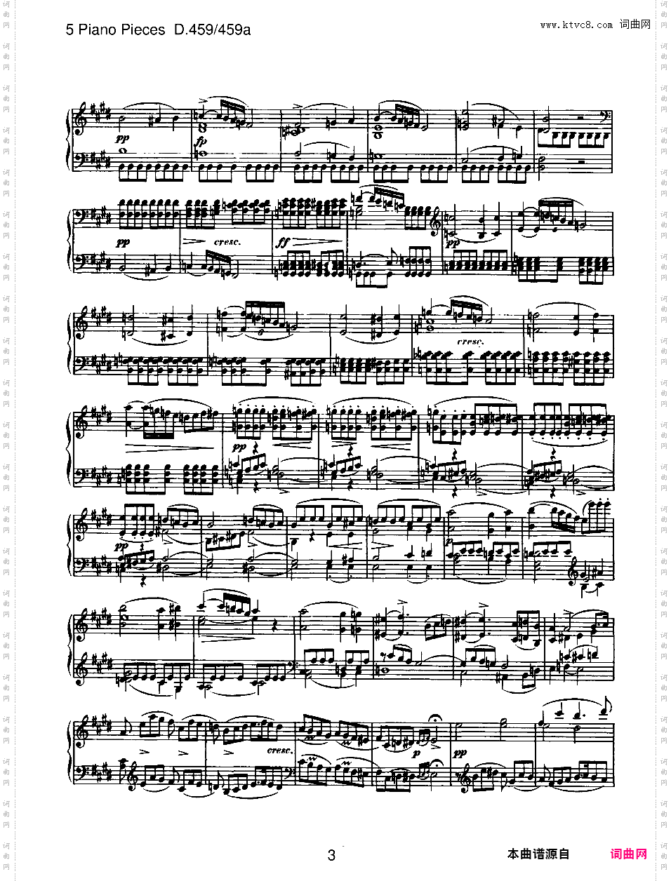 E大调第三钢琴奏鸣曲 Piano Sonata No·3 in E Major D·459