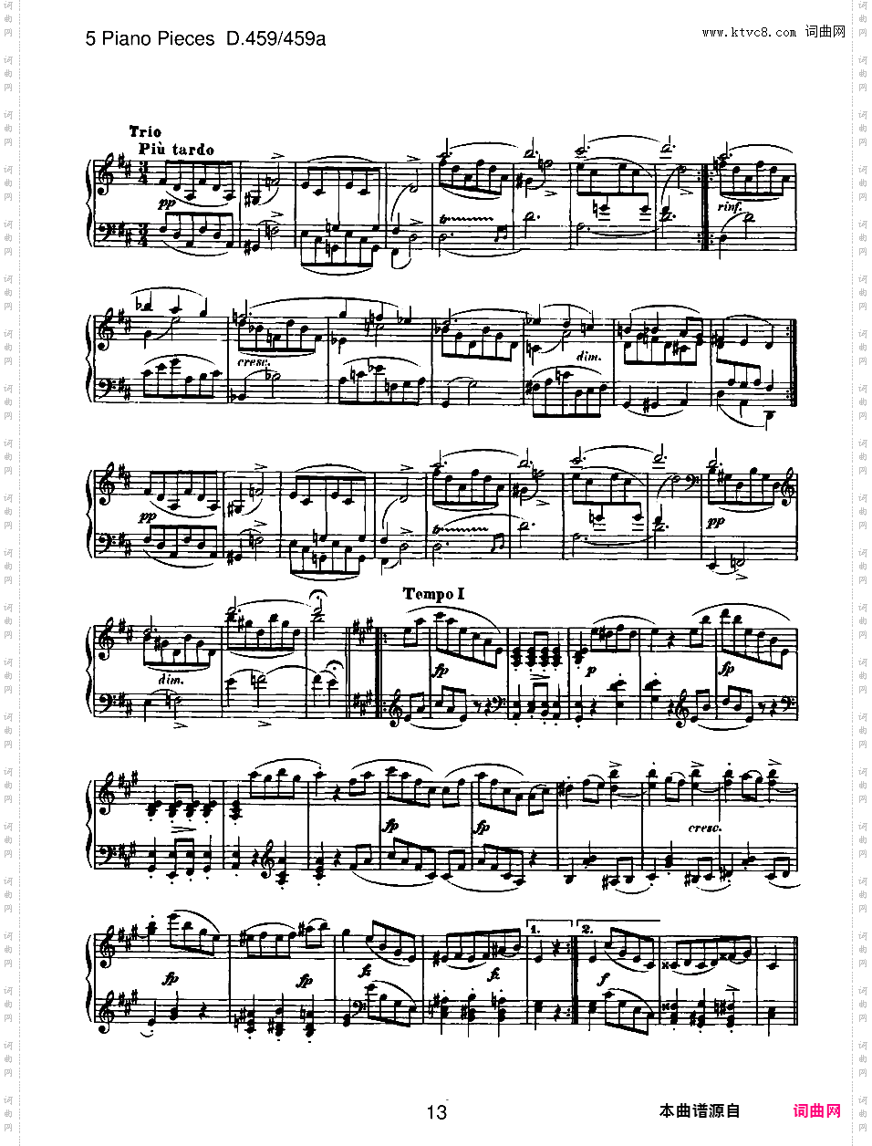 E大调第三钢琴奏鸣曲 Piano Sonata No·3 in E Major D·459