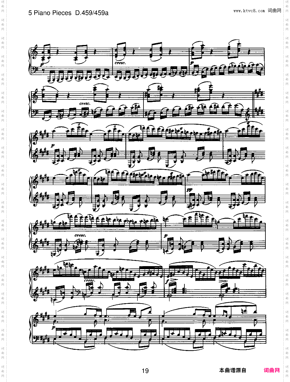 E大调第三钢琴奏鸣曲 Piano Sonata No·3 in E Major D·459
