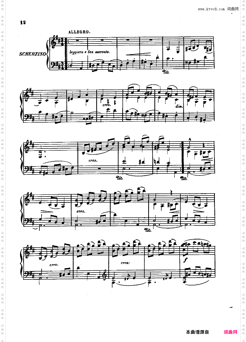 A大调第四钢琴奏鸣曲 Piano Sonata No·4 Op·72