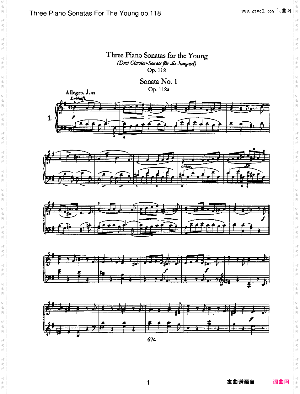 为青少年而作的钢琴奏鸣曲 Sonatas for the Young Op·118
