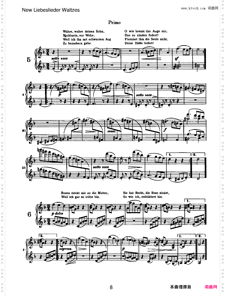 新爱之歌圆舞曲 New Liebeslieder Waltzes Op·65四手联弹版