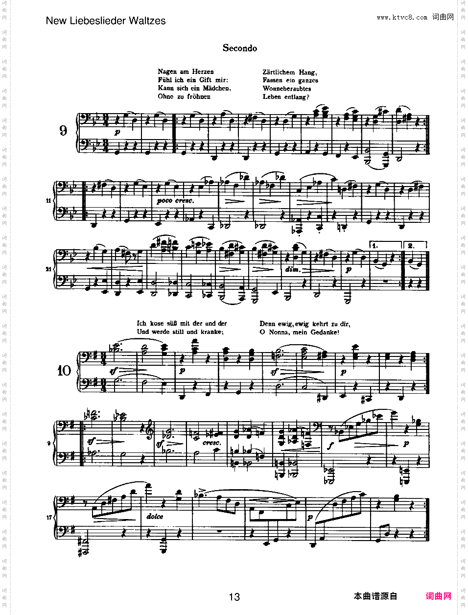 新爱之歌圆舞曲 New Liebeslieder Waltzes Op·65四手联弹版