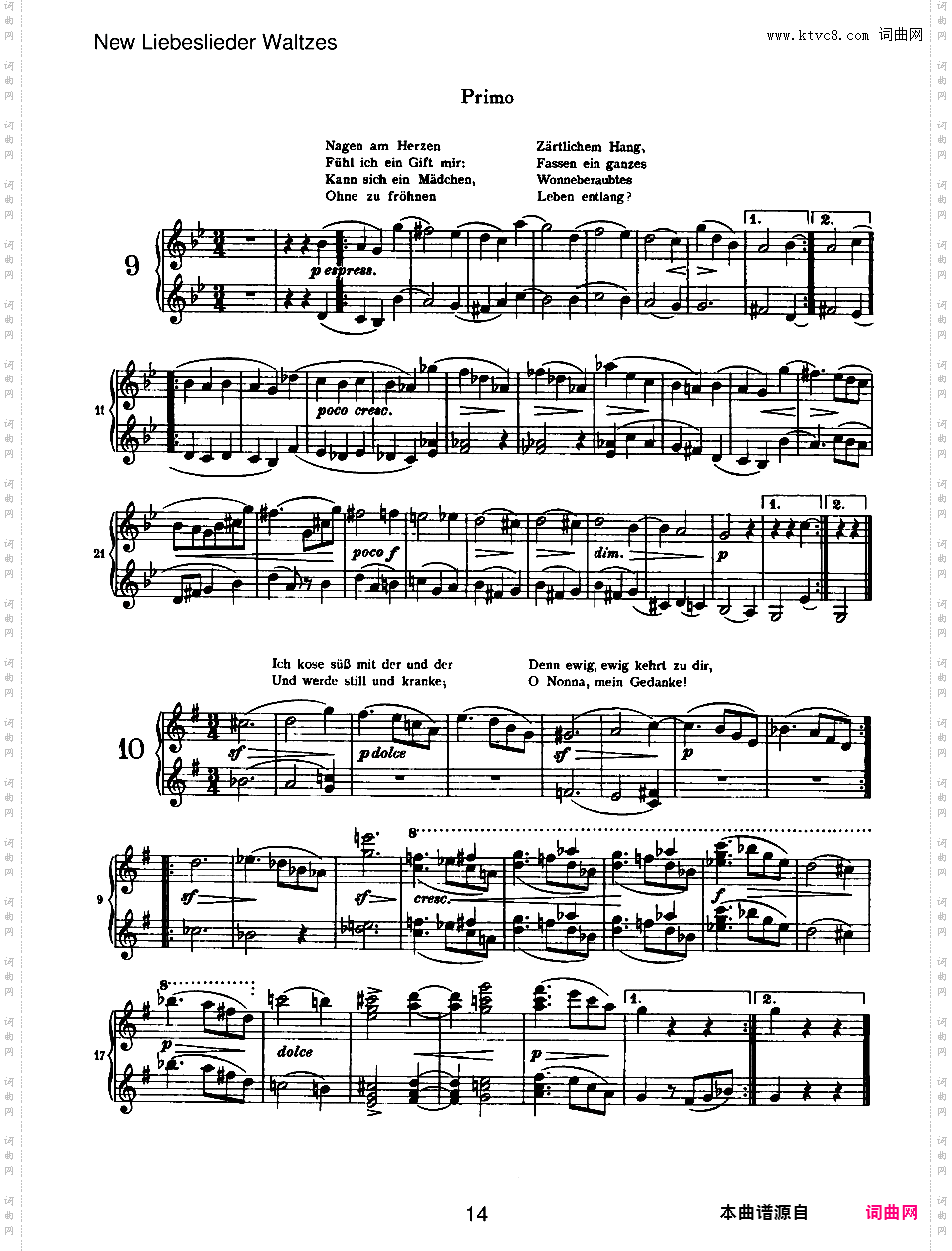 新爱之歌圆舞曲 New Liebeslieder Waltzes Op·65四手联弹版