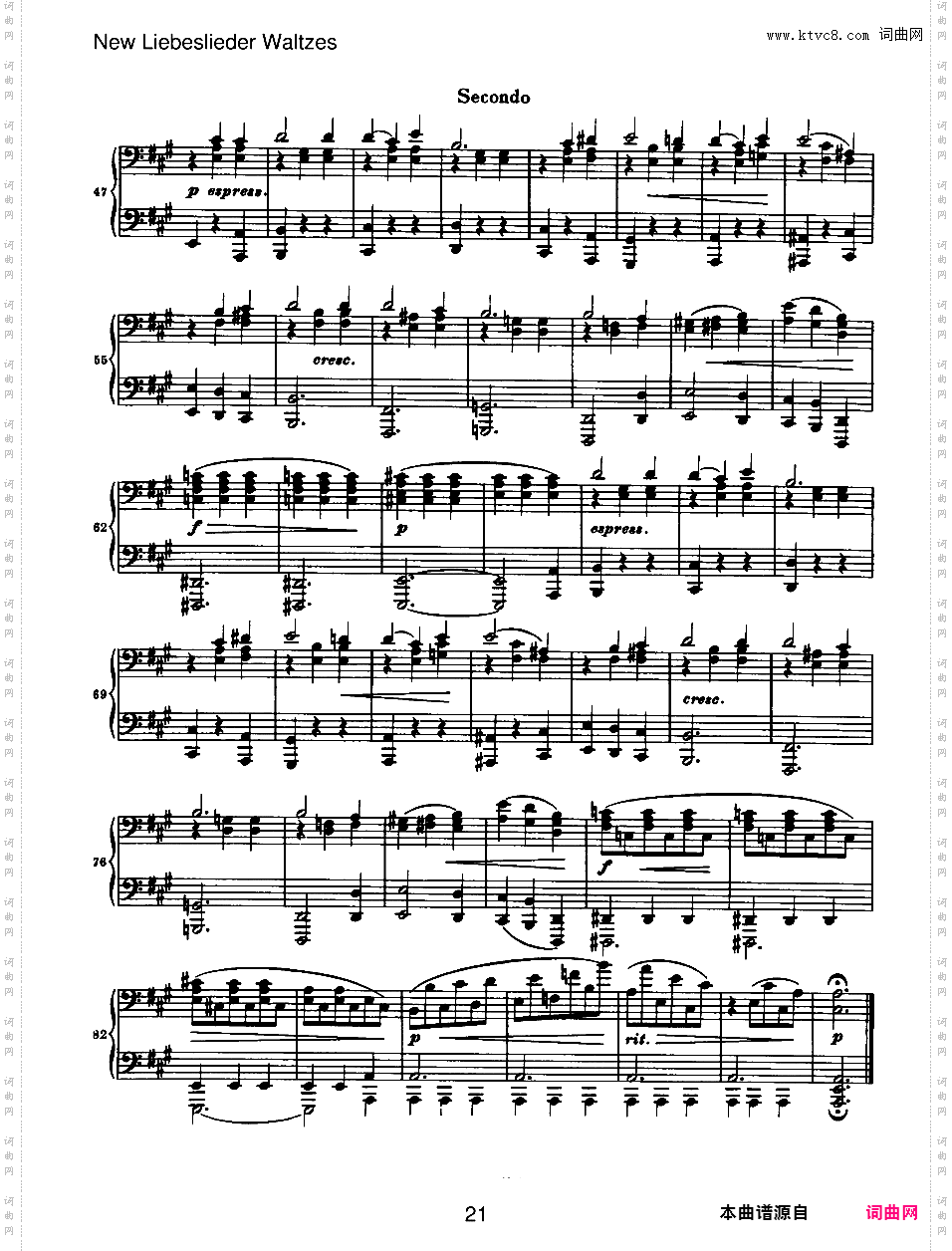 新爱之歌圆舞曲 New Liebeslieder Waltzes Op·65四手联弹版