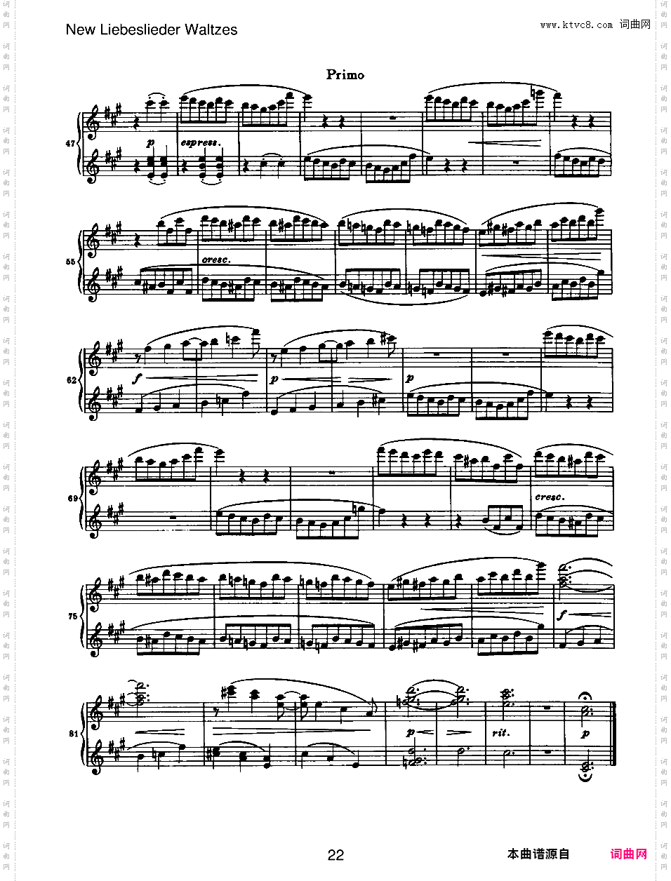 新爱之歌圆舞曲 New Liebeslieder Waltzes Op·65四手联弹版