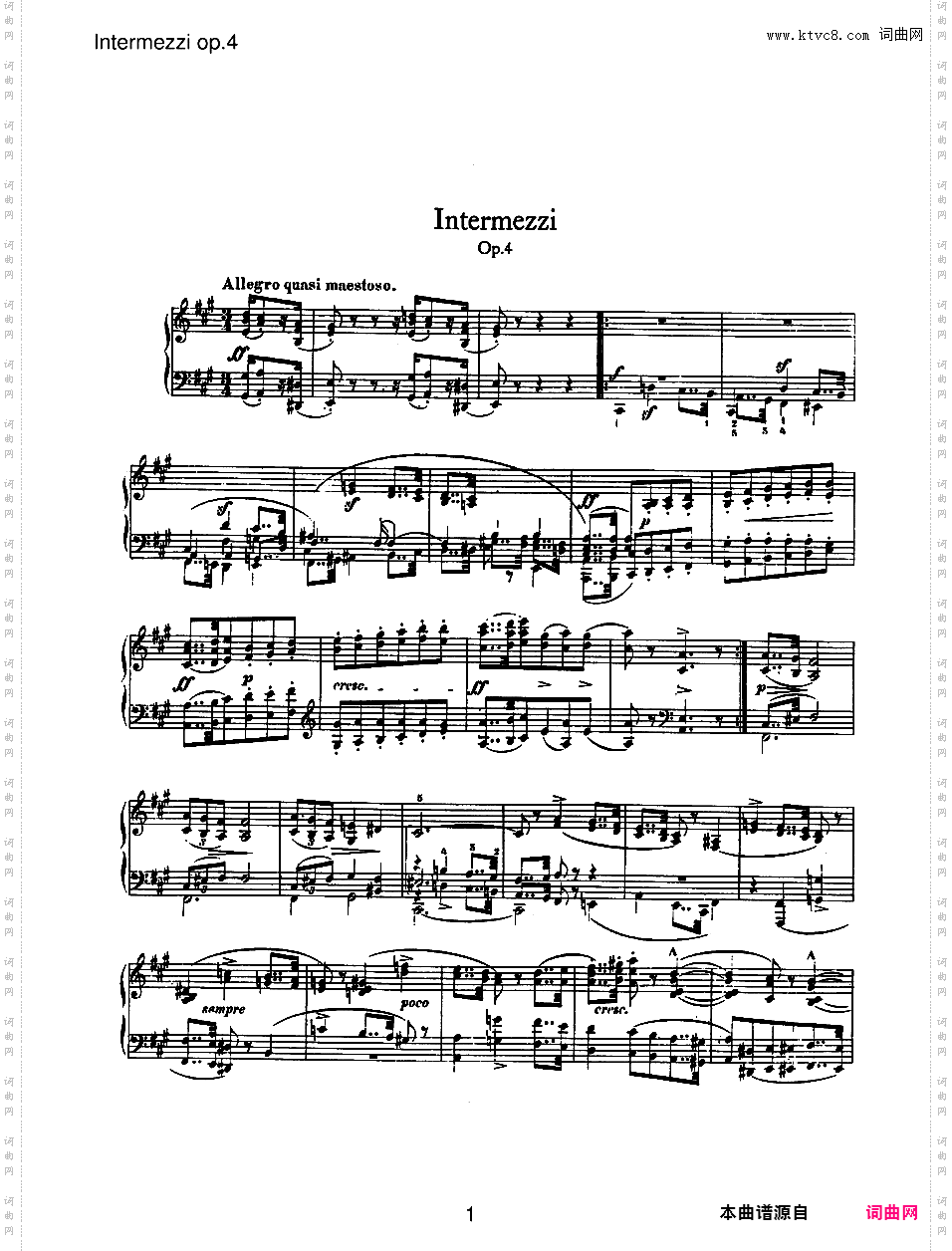 间奏曲集 Intermezzi Op·4