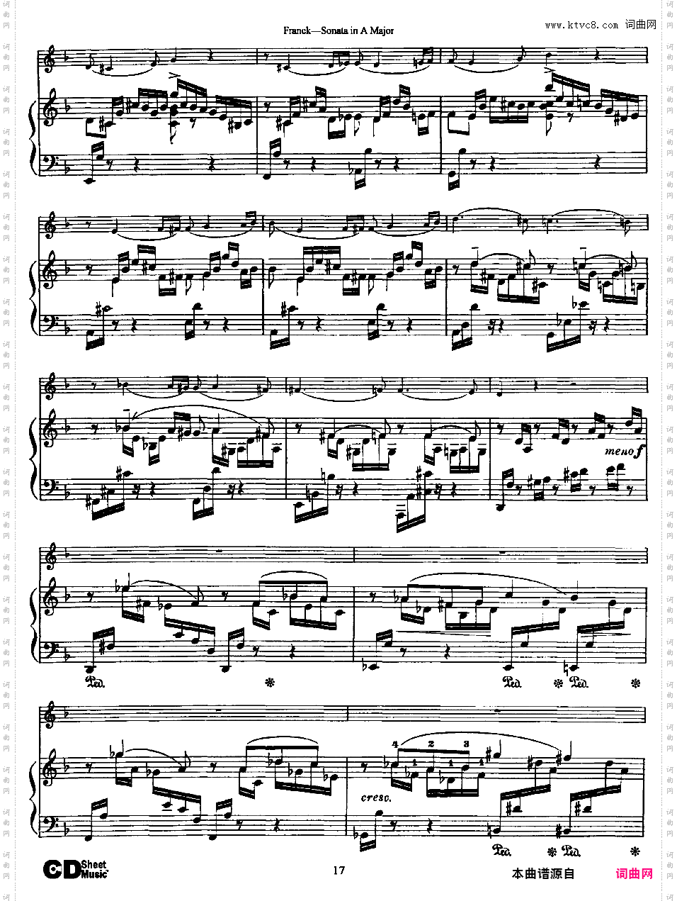 A大调小提琴奏鸣曲 Sonata in A Major for violin and piano