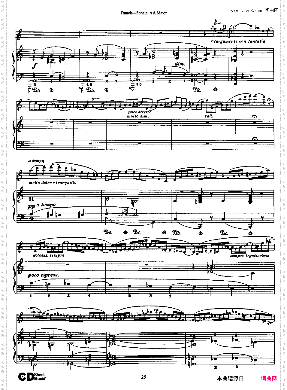 A大调小提琴奏鸣曲 Sonata in A Major for violin and piano