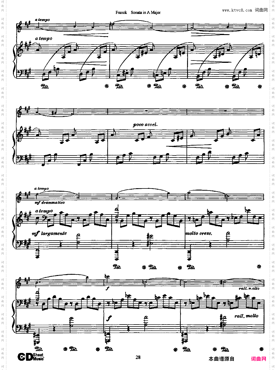 A大调小提琴奏鸣曲 Sonata in A Major for violin and piano