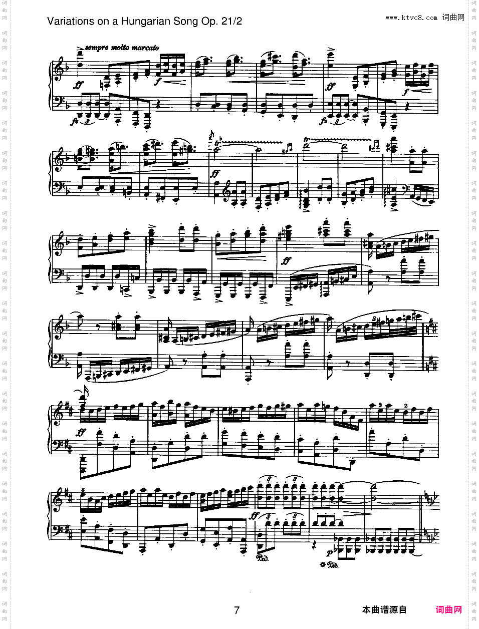 匈牙利主题变奏曲 Variations on a Hungarian Song Op·21-2