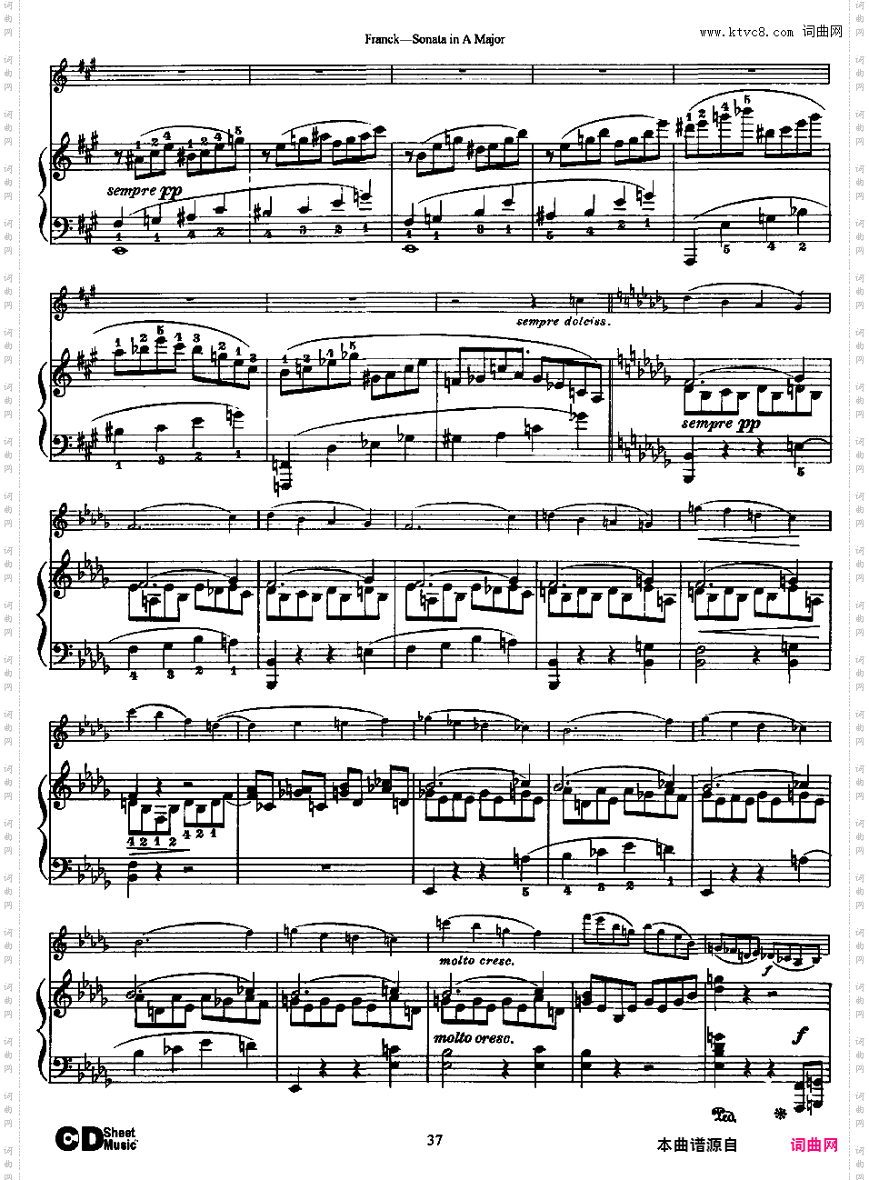 A大调小提琴奏鸣曲 Sonata in A Major for violin and piano