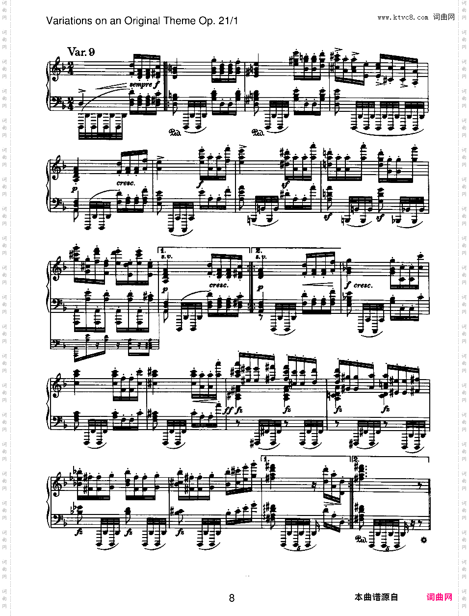 D大调原创主题变奏曲 Variations on an Original Theme Op·21-1