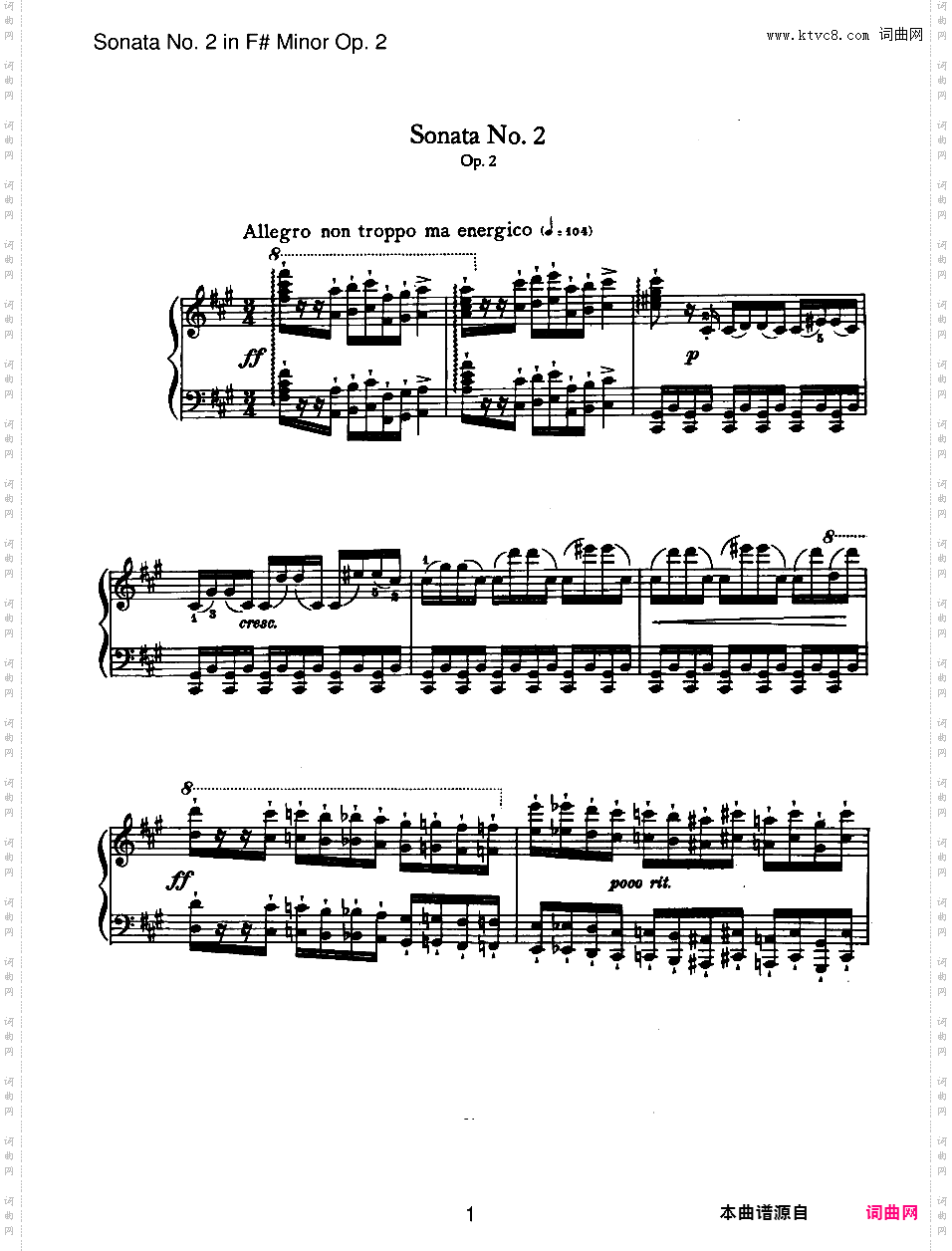 升f小调第二钢琴奏鸣曲 Piano Sonata No·2 in f# Minor Op·2