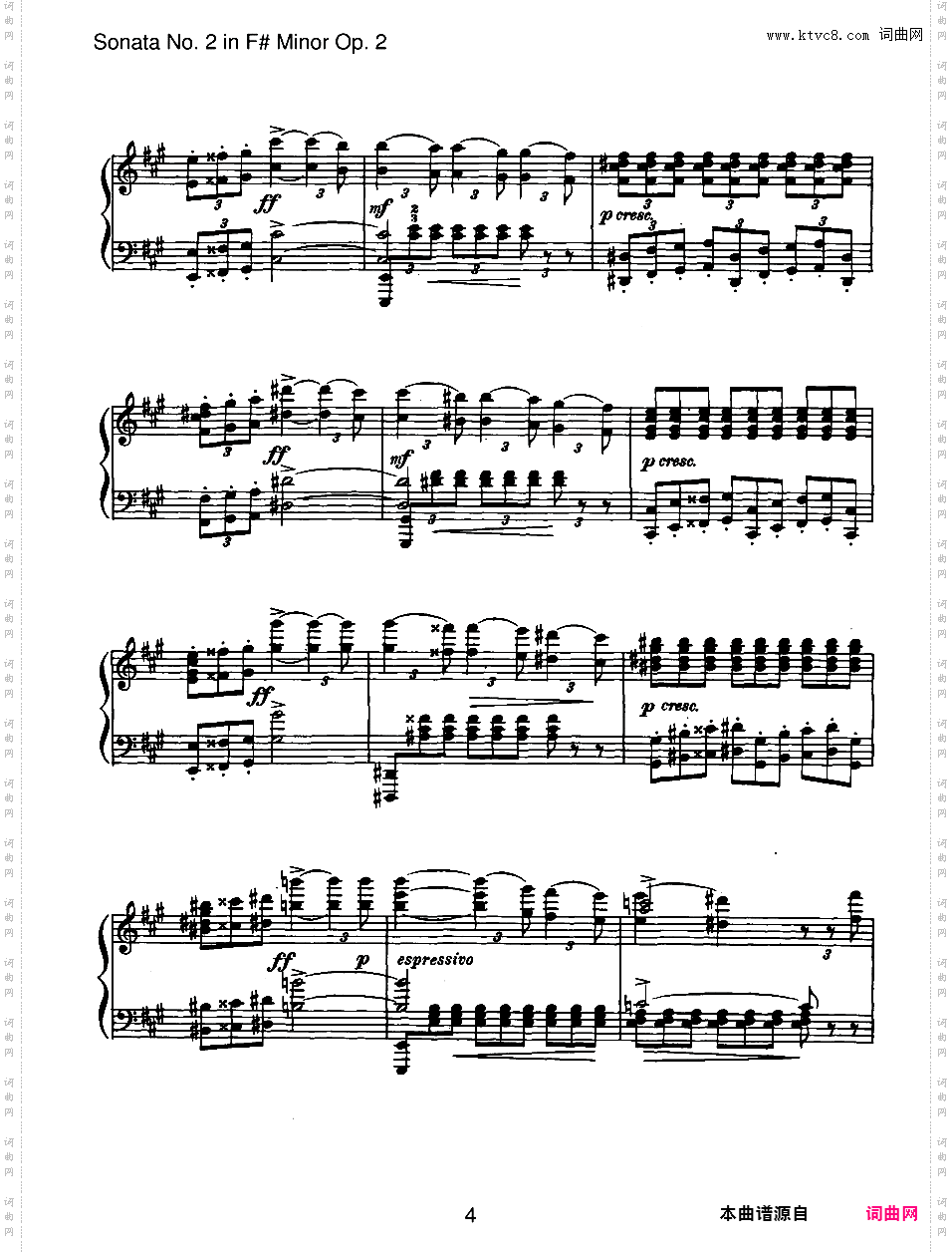 升f小调第二钢琴奏鸣曲 Piano Sonata No·2 in f# Minor Op·2