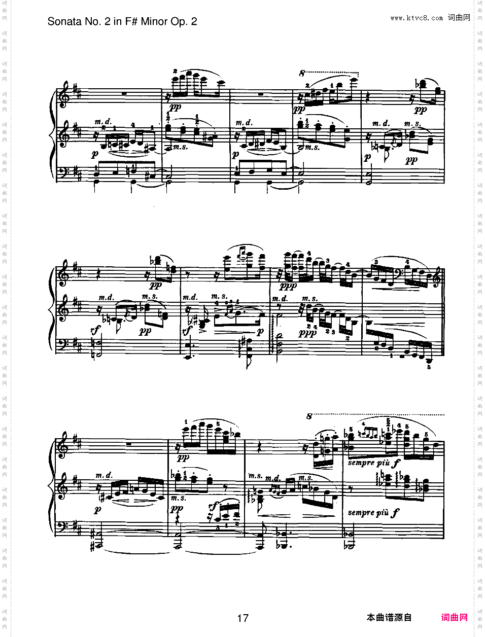 升f小调第二钢琴奏鸣曲 Piano Sonata No·2 in f# Minor Op·2