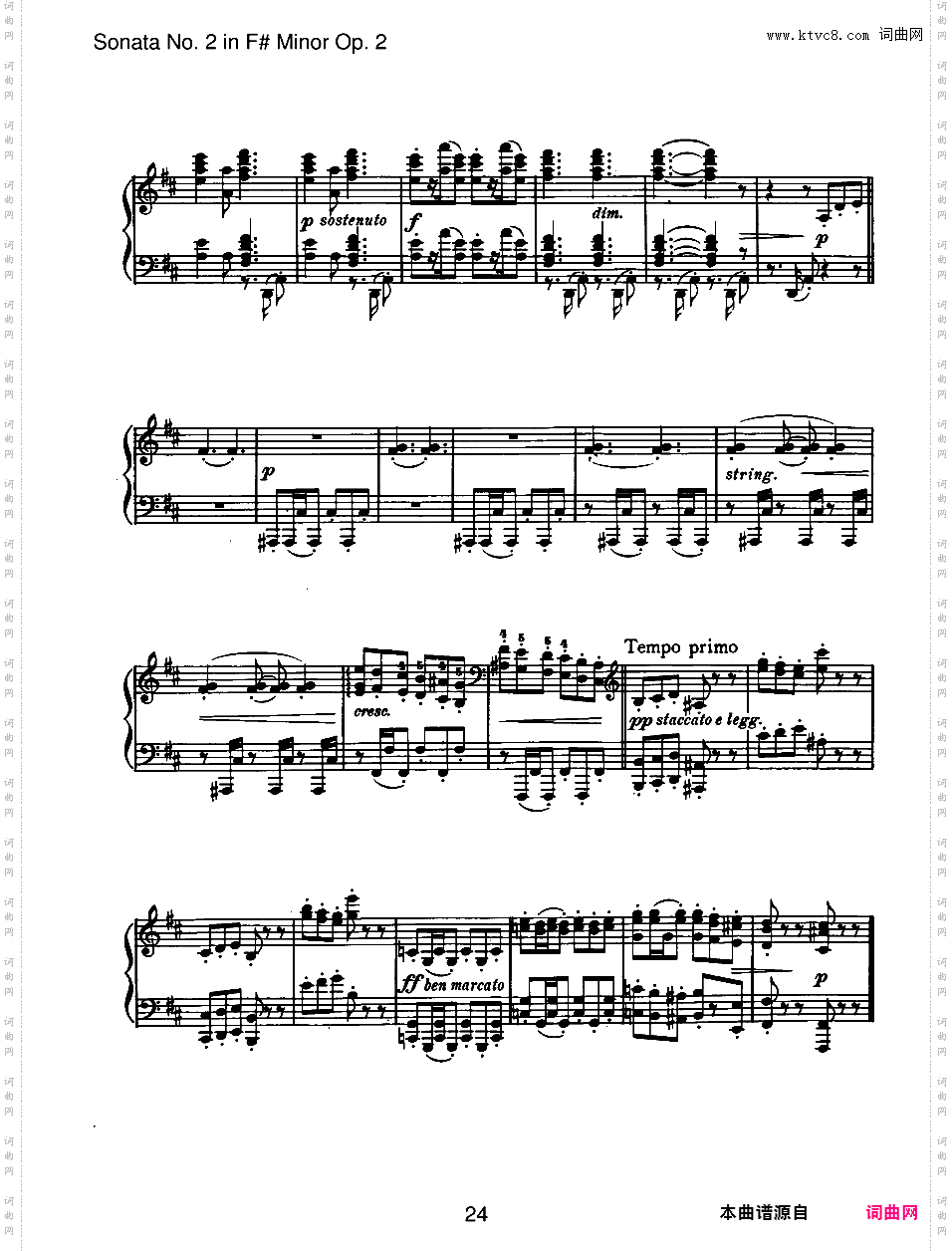 升f小调第二钢琴奏鸣曲 Piano Sonata No·2 in f# Minor Op·2
