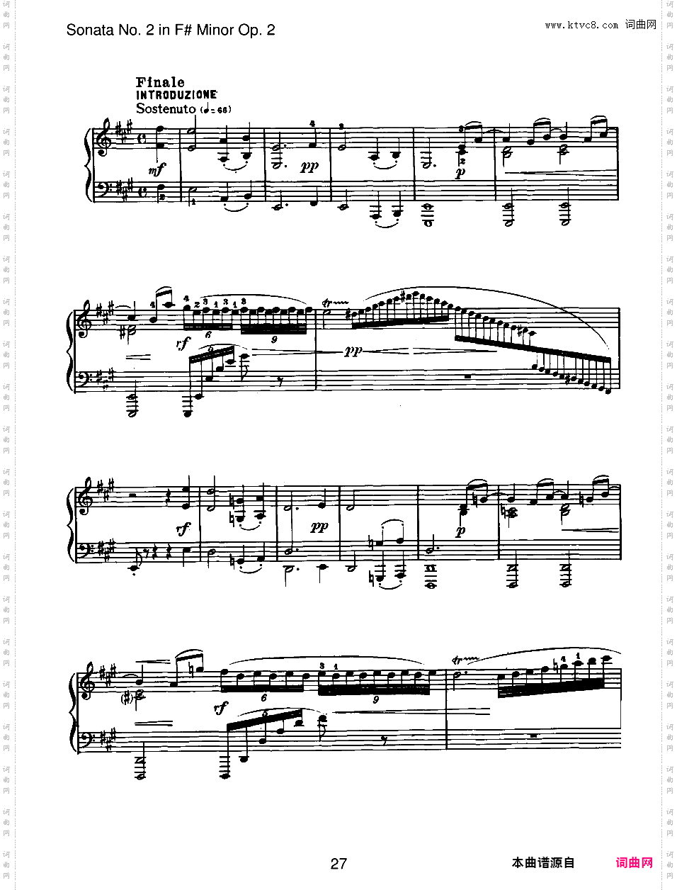 升f小调第二钢琴奏鸣曲 Piano Sonata No·2 in f# Minor Op·2
