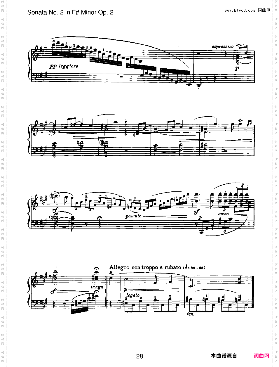 升f小调第二钢琴奏鸣曲 Piano Sonata No·2 in f# Minor Op·2