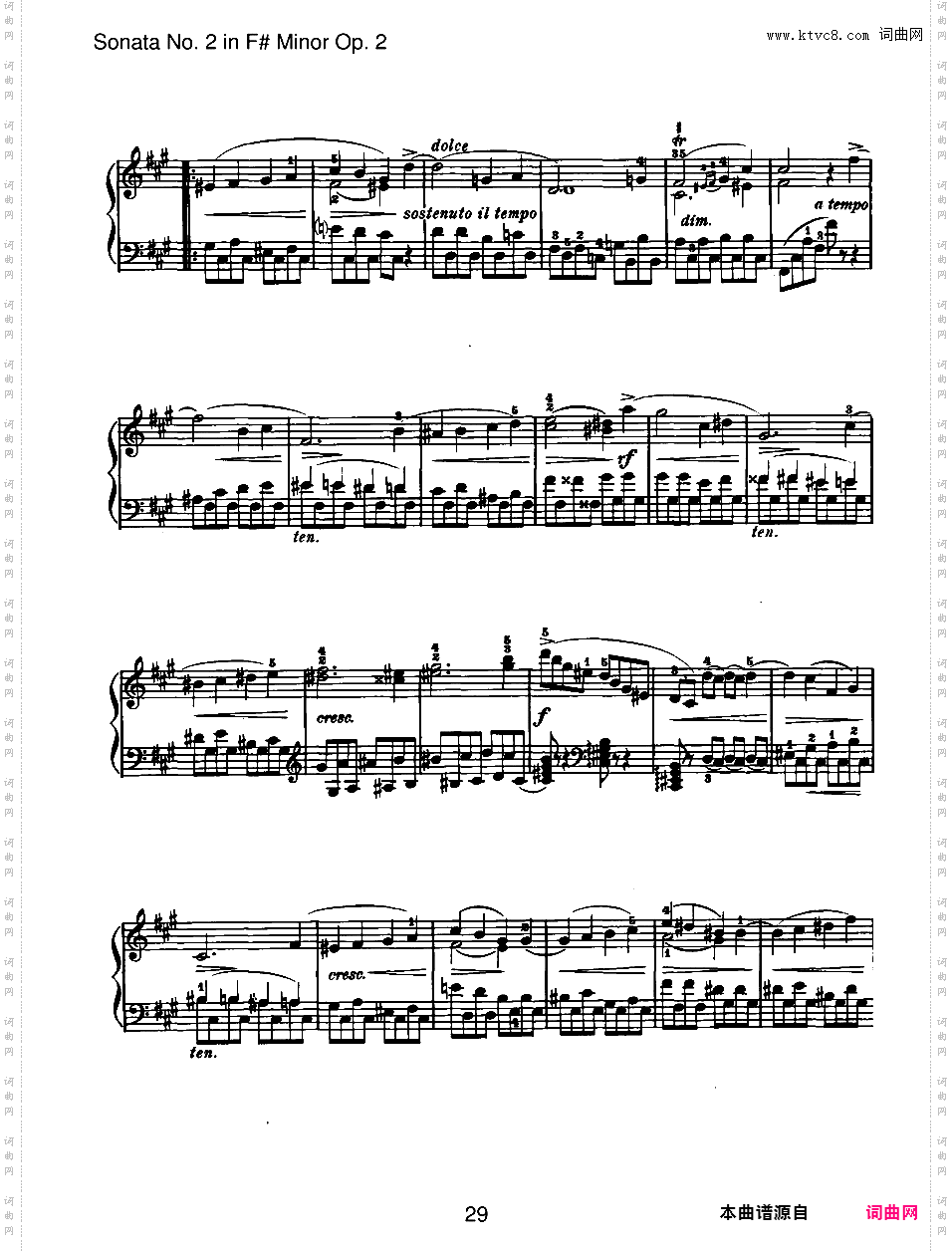升f小调第二钢琴奏鸣曲 Piano Sonata No·2 in f# Minor Op·2