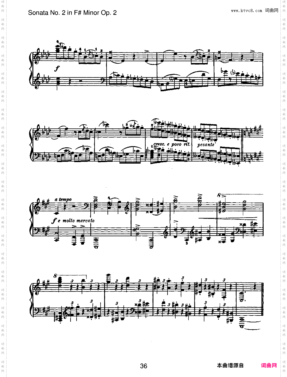 升f小调第二钢琴奏鸣曲 Piano Sonata No·2 in f# Minor Op·2
