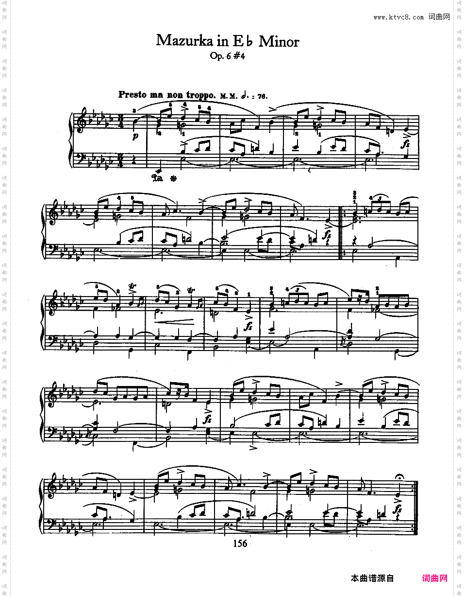 4首玛祖卡舞曲 Op·6